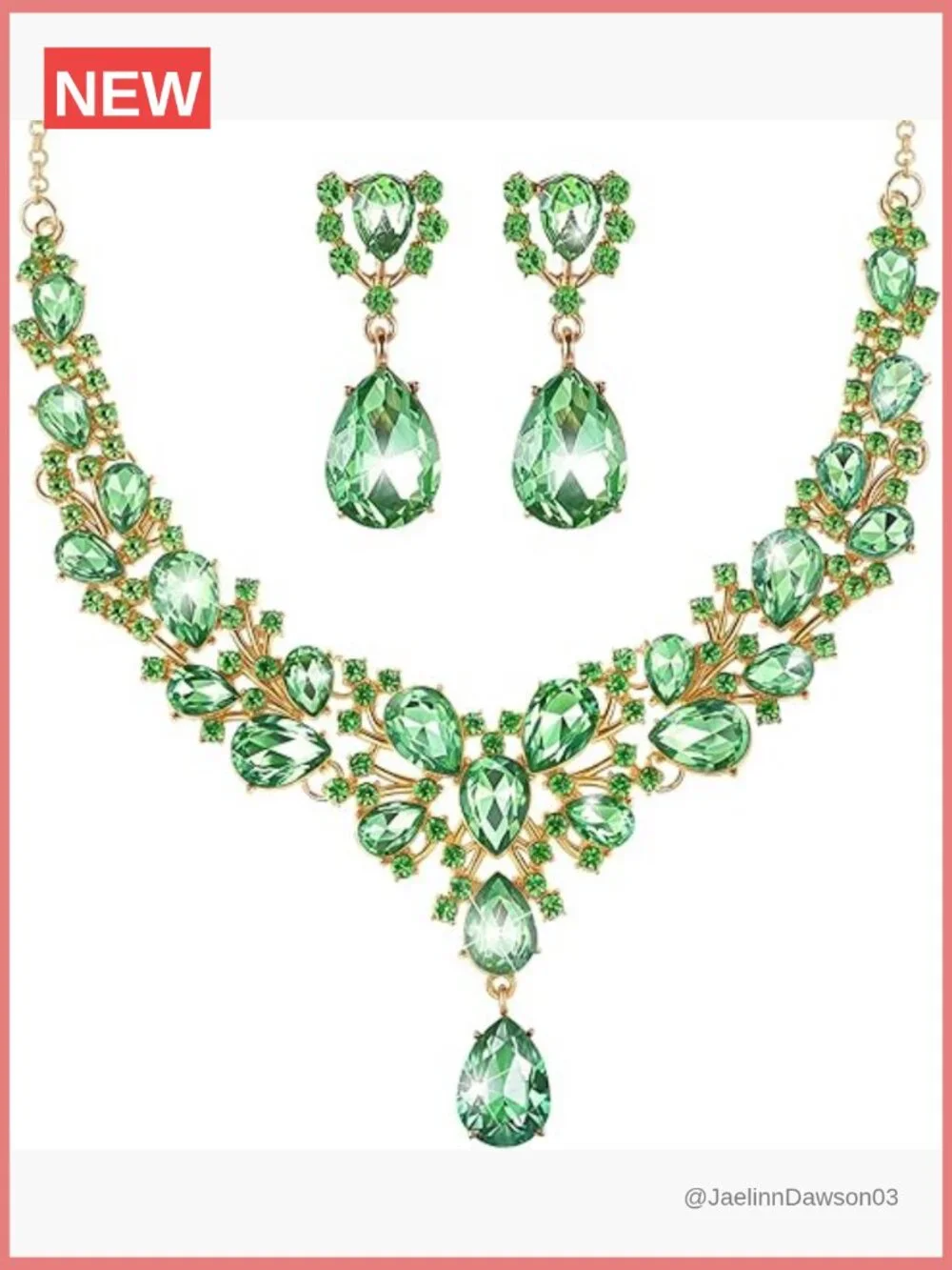 Teardrop Cluster Crystal Necklace Earring Set Bridal Wedding Jewelry